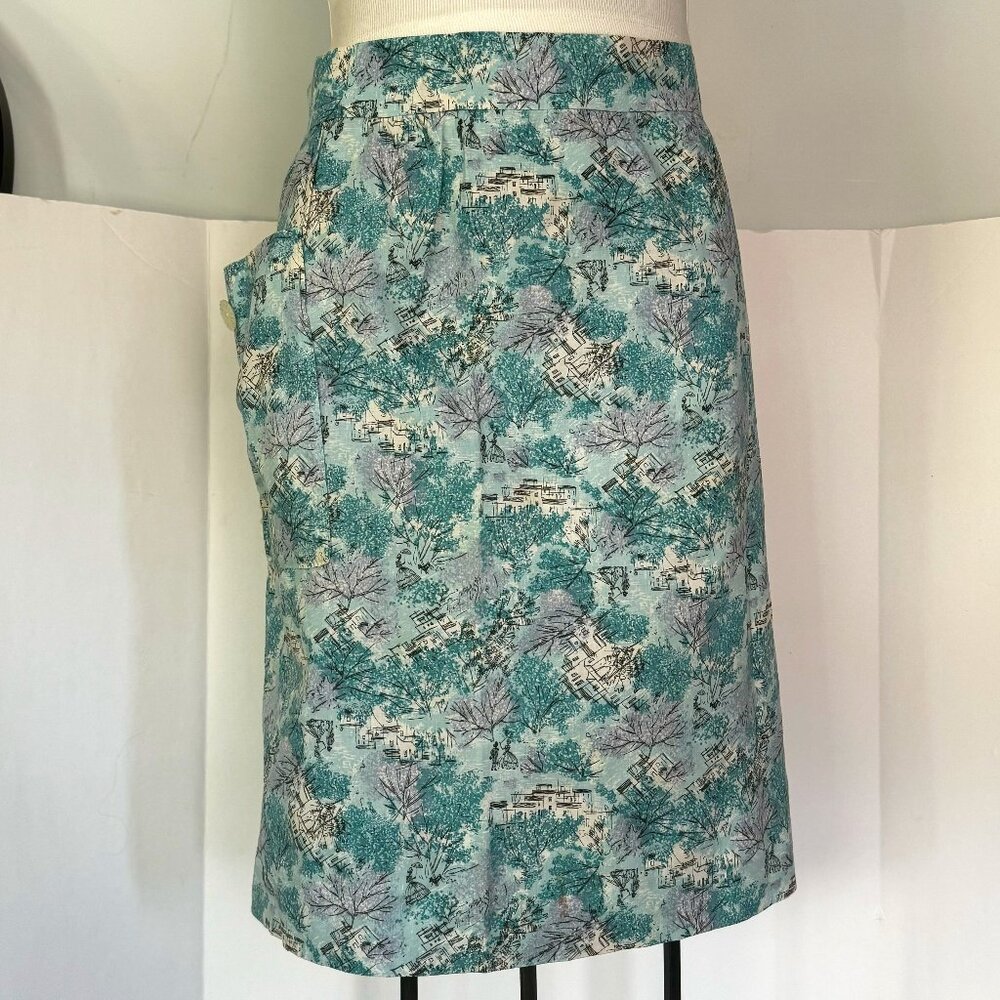 Handmade Women's Waist Half Apron Cotton Light Blue 1 Front Pocket Kitchen Cook